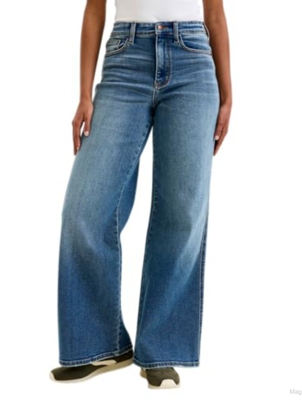 High Waisted Wide Leg Jeans Stretch Cotton Blend Loose Fit